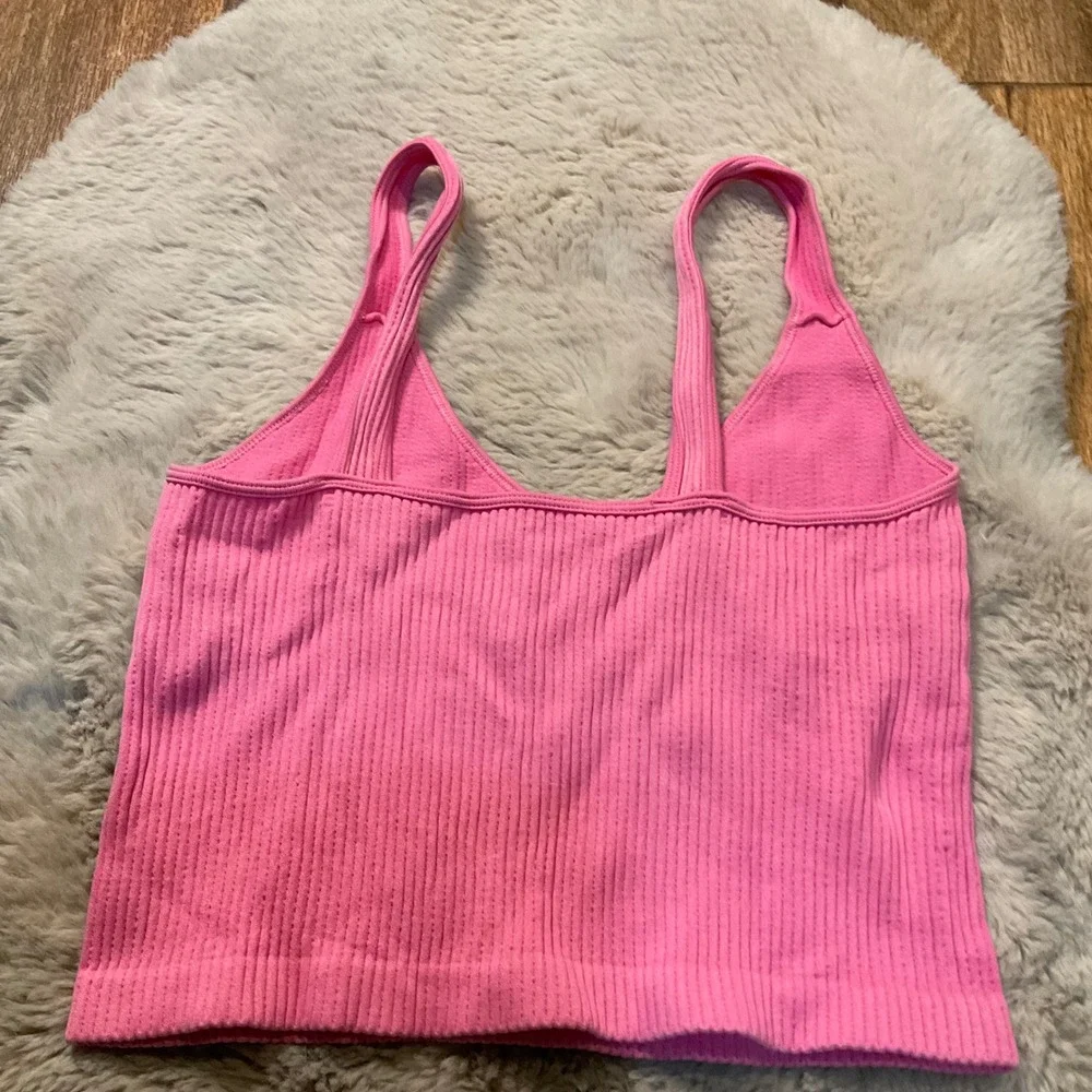 Bella Seamless Ribbed Crop Tank Size Small Hot Pink Womens - Picture 3 of 5